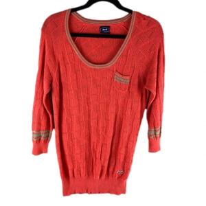 Le  Tigre Orange Lightweight 3/4 Sleeve Sweater